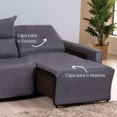 Presente De Natal Capa Sofá Retrátil 2 Lugares Elastex Nobre Cor 1,00m - Cinza Liso