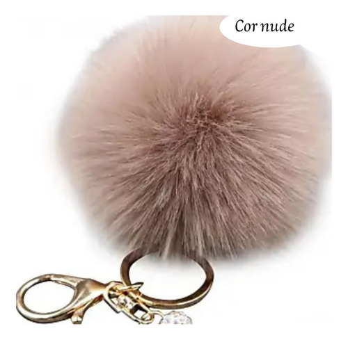 Chaveiros Femininos Argola Chaveiro Pelúcia 8 Cm Pom Pom Cor Nude