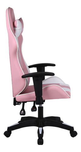Silla Gamer Ergonomica Rosa y Blanca Hemmel Reclinable 150kg Para Pc Escritorio Altura Ajustable