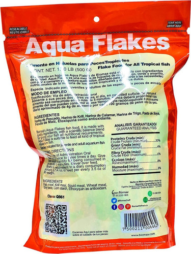 Imagen 3 de 5 de 5 Alimento Para Peces Tropicales Aqua Flakes 500g Premium