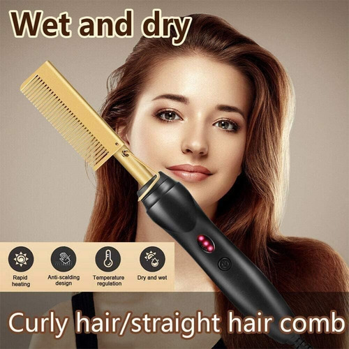Peine Multifuncional Para Alisar Y Rizar El Cabello Negro