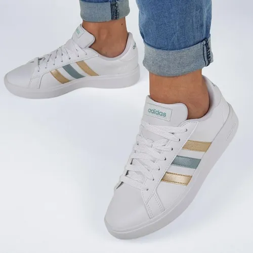 Tenis adidas sale listra dourada