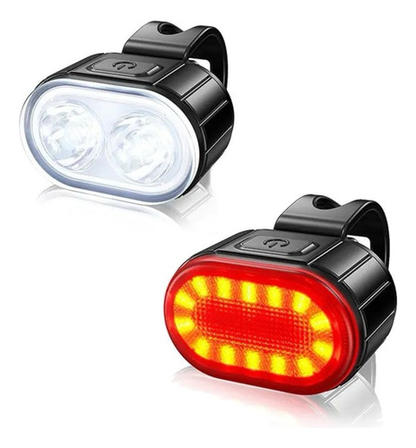 Kit Farol E Lanterna Traseira Bike Led Recarregável Usb