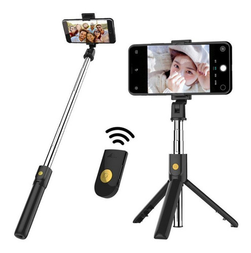 Imagen 2 de 9 de 2 En 1 Palo Selfie Trípode Con Soporte Para Teléfono Remoto