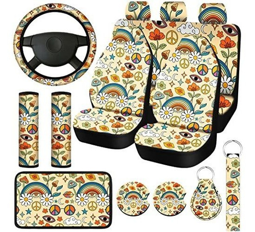 15 Pcs Boho Rainbow Star Car Seat Covers Full Set For 3g8dn