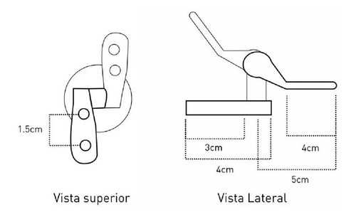 Imagen 2 de 7 de Repuesto Herraje Bisagra Metal Cromado Tapa Tabla Inodoro