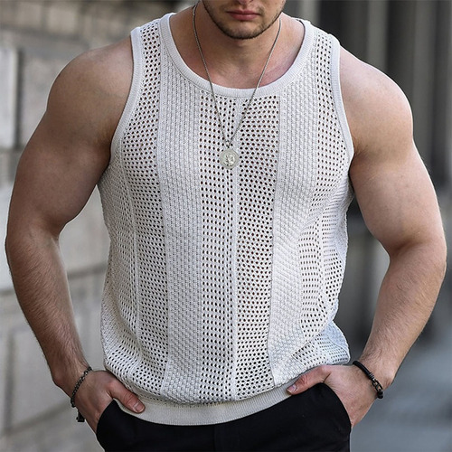 Suéter De Punto Sin Mangas Sin Mangas Para Hombre Con Capuch