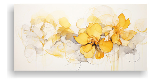 40x20cm Pintura Floral Acuarela En Blanco Bastidor Madera