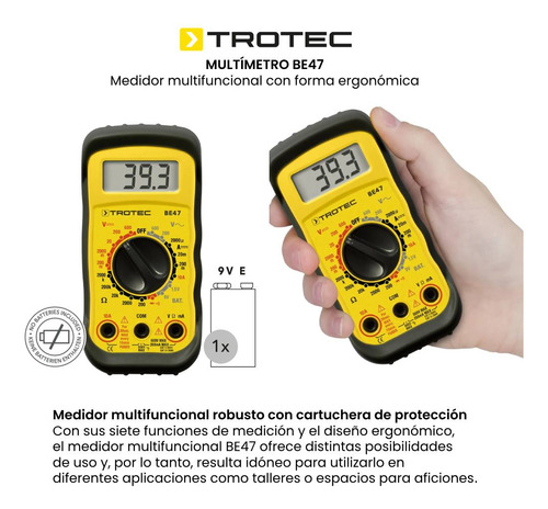 Tester Multimetro Digital Profesional 600v 10a Trotec Be47