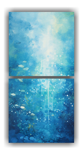 120x60cm Cuadro Abstracto Mundo Submarino Set 2 Lienzos Colo