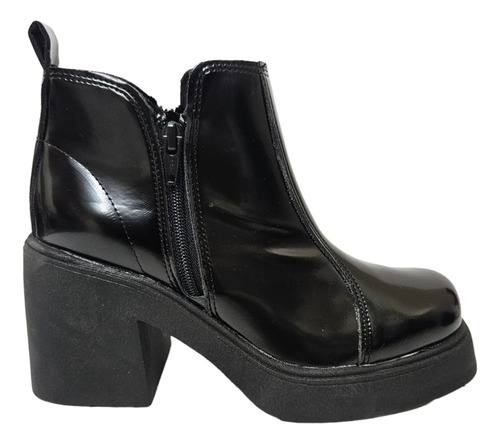 Bota Negro Tamagiu Cuero Veggie Mujer Moda Taco Cierre