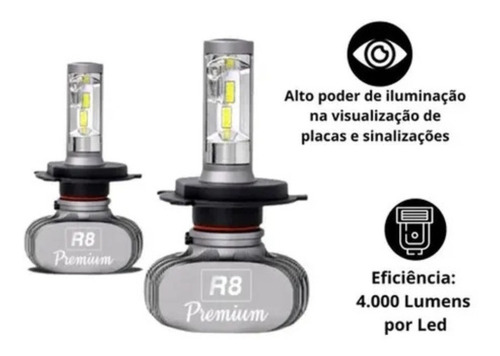 Imagem 4 de 6 de Kit Led 9012 Hir2 Ultraled R8 Premium 6000k 50w