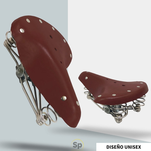 Asiento Para Bicicleta De Paseo Vaqueta Con Resorte Remaches