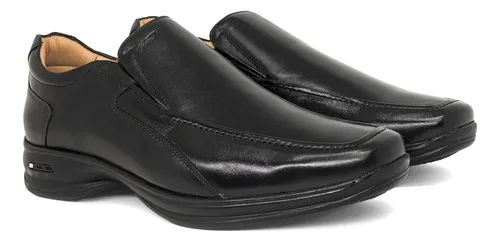 Sapato Social Liso Jota Pe 3d Air Soft Space Couro Conforto