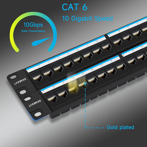 Panel De Conexión Rj45 De 48 Puertos, Cat6, 19 Pulgadas