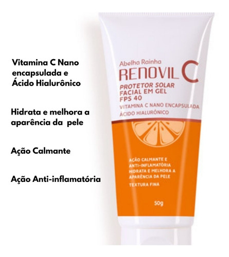 Protetor Solar Facial Fps40 C/vitamina C E Ácido Hialurônico