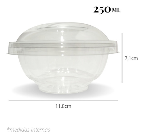 20un Pote Plástico Redondo 250ml Com Tampa Galvanotek G680 Cor Transparente