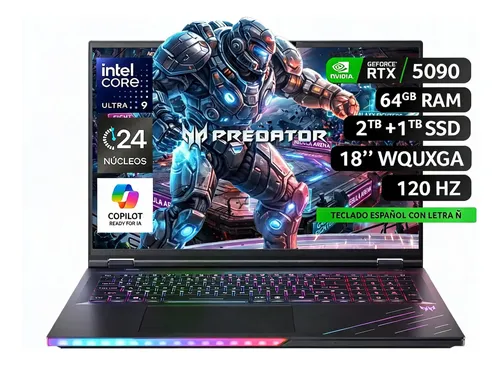 Notebook Acer Intel Core Ultra 9 /64Gb /Rtx 5090/ 2Tb +1 Tb