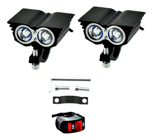 Set X 2de Focos Led Buho Neblinero Moto Auto + Boton Encedid