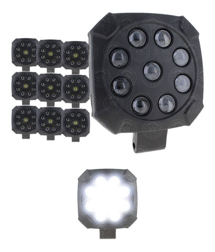 10 Faro Auxiliar 9 Led Lupa Fija Estrobo Auto Moto Jeep Pvcf