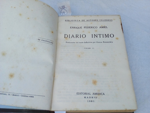 Amiel, Enrique Federico. Diario Íntimo. Tomo 2. 1931.