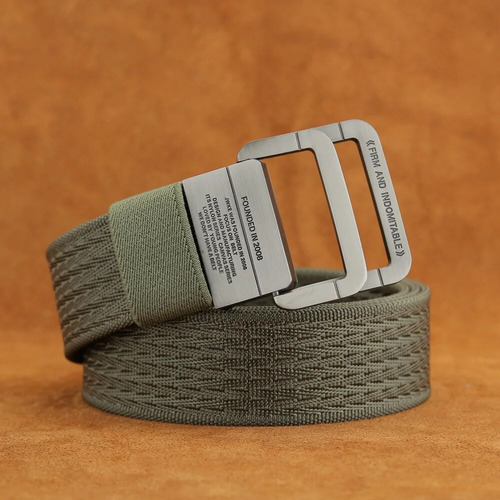 Cinturón Táctico Para Hombre Con Hebilla De Doble Anillo Par