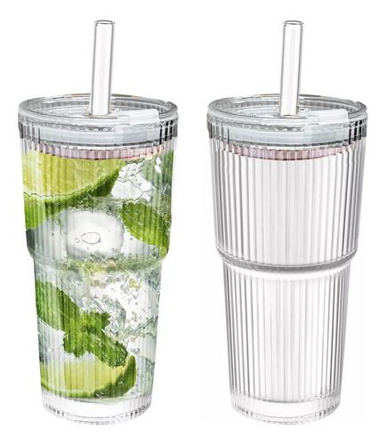 Vasos Con Popote Vasos De Vidrio Reutilizables Tapa