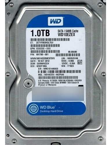 Disco Duro Interno Western Digital  Wd10ezex 1tb Plateado