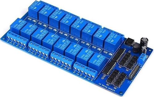 Módulo Relé 5v 16 Canales Con Optoacopladores Y Lm2576 Azul