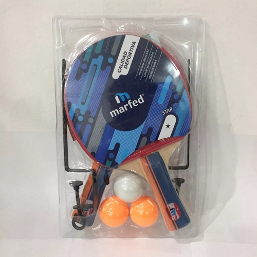 Set Ping Pong 2 Paletas + 3 Pelotas + Red Marca Marfed