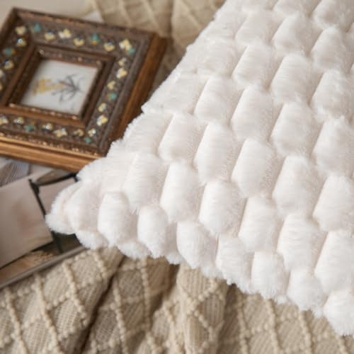 Funda Almohada Decorativa Felpa 24x24 Blanco Crema Suave