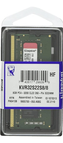 Memoria Ram Kingston Ddr4 8gb 3200mhz  Para Laptop