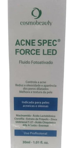 Cosmobeauty Acne Spec Force Led Fluido Fotoativado 30ml Momento de aplicação Dia/Noite Tipo de pele Todo tipo de pele