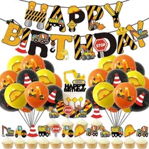 Comprar Set Decoración De Cumpleaños Construcción Maquinas