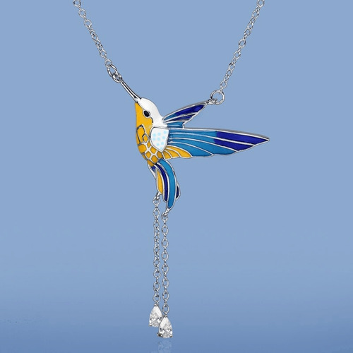 Imagen 3 de 6 de Collar De Colibrí Esmaltado Con Circonias Cúbicas