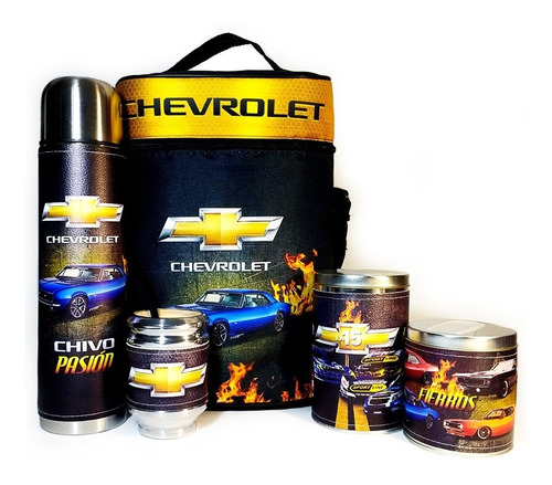 Equipo De Mate Completo Chevrolet Cuero Set Kit Matero