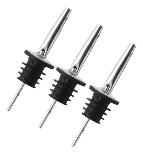 3 Tapones Vertedor De Acero Para Botellas Licor Bar Color Metal