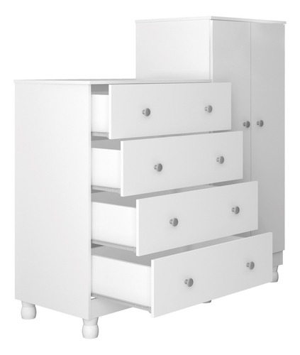 Cômoda Guarda Roupa Bebê Madeira Branca C/ Colchão Trocador Cor Branco