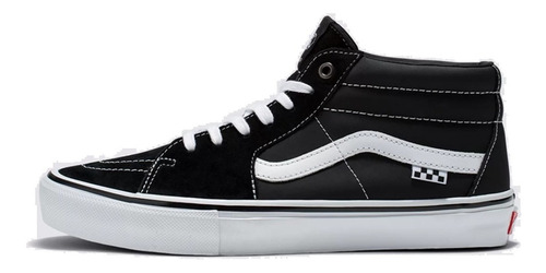 Tênis Vans Skate Grosso Mid Black White Emo Leather