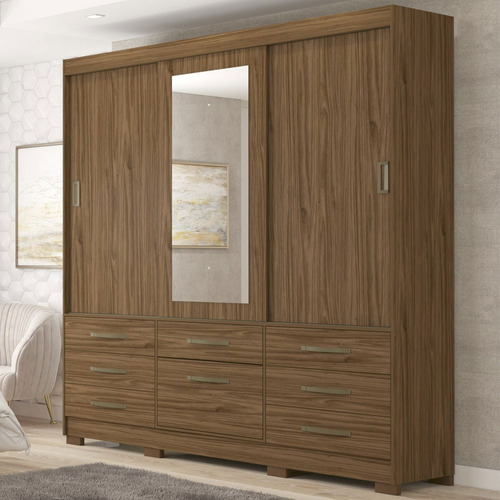 Guarda-roupa Luíza 3 Portas 7 Gavetas Panan Cor 3140