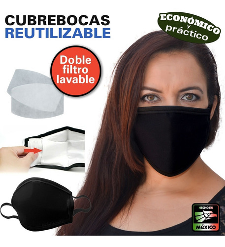 Cubrebocas Reutiizable Con Doble Filtro. Quédate En Casa