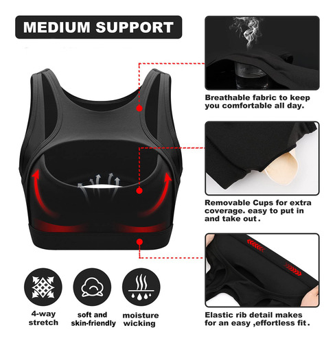 Sujetador Deportivo Push Up Para Mujer Top Corto Sexy Con Co