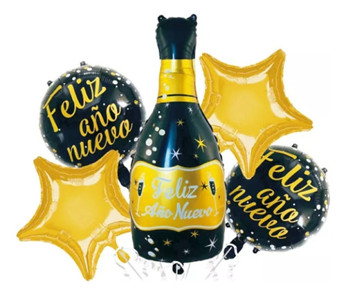 Set De Globos Metálicos Feliz Año Nuevo Diseño Surtidos 