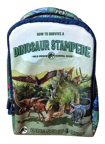 Mochila Infantil Jurassic Wold Neopreno Chica 27 X 21 Cm Color Verde musgo Diseño de la tela Liso