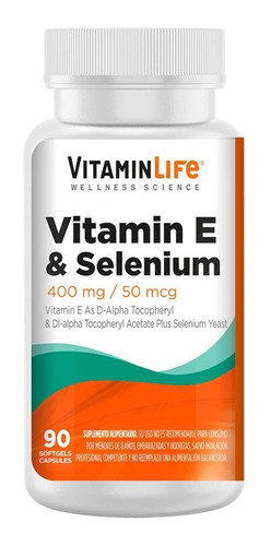 Suplemento en cápsulas blandas VitaminLife  Wellness Science Vitamin E & Selenium vitamina e + selenio