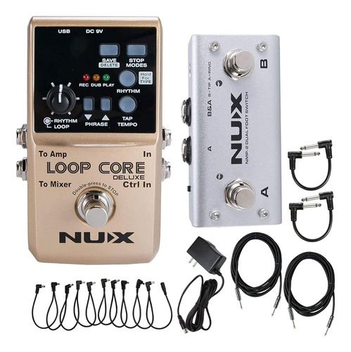 Pedal Nux Loop Core Deluxe Bundle 2 Cables De Parche, 2...