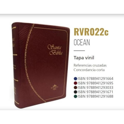 Biblia Bolsillo Ocean, Con Referencias, Rvr1960, Vinil Vino