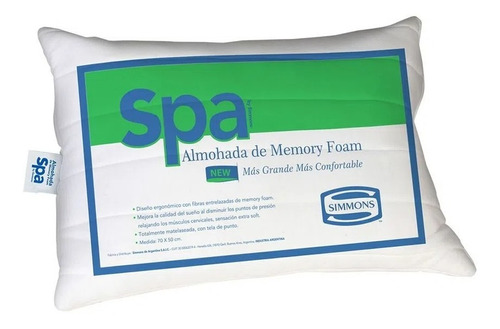 Almohada Spa Simmons Memory Foam Viscoelastica Y Siliconada