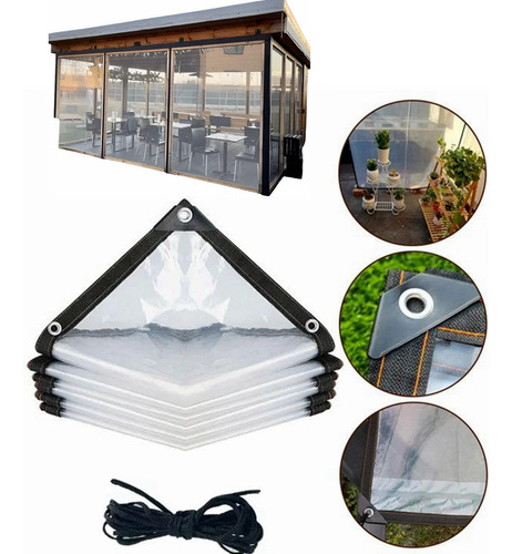 Lona Transparente De 3x3m Impermeables Con Cuerda De 10m