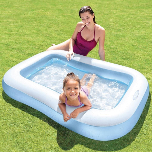 Pileta inflable rectangular Intex 57403 de 166cm x 100cm x 28cm 102L azul y blanca
